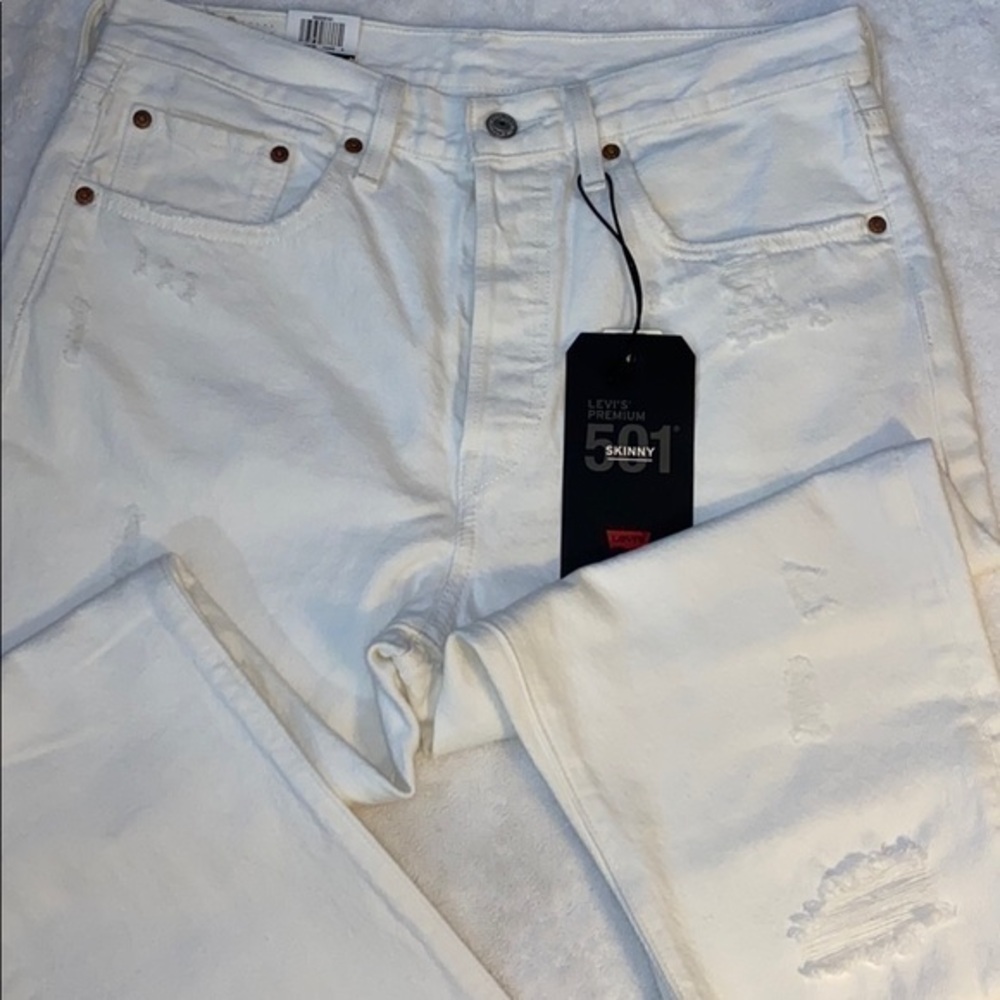 WOMEN’S PREMIUM LEVIS 501 HIGH RISE SKINNY WHITE SIZE 31